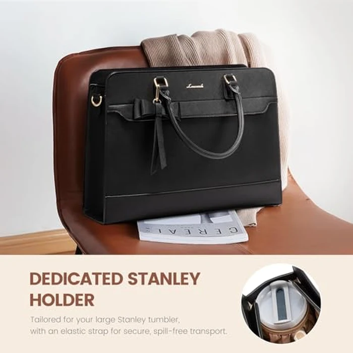LOVEVOOK Laptop Tote Bag for Women, Leather Work Bag, Waterproof Business Teacher Bag, Large Computer Handbag Purse Briefcase, Office Gifts for Women by LOVEVOOK - Image 3