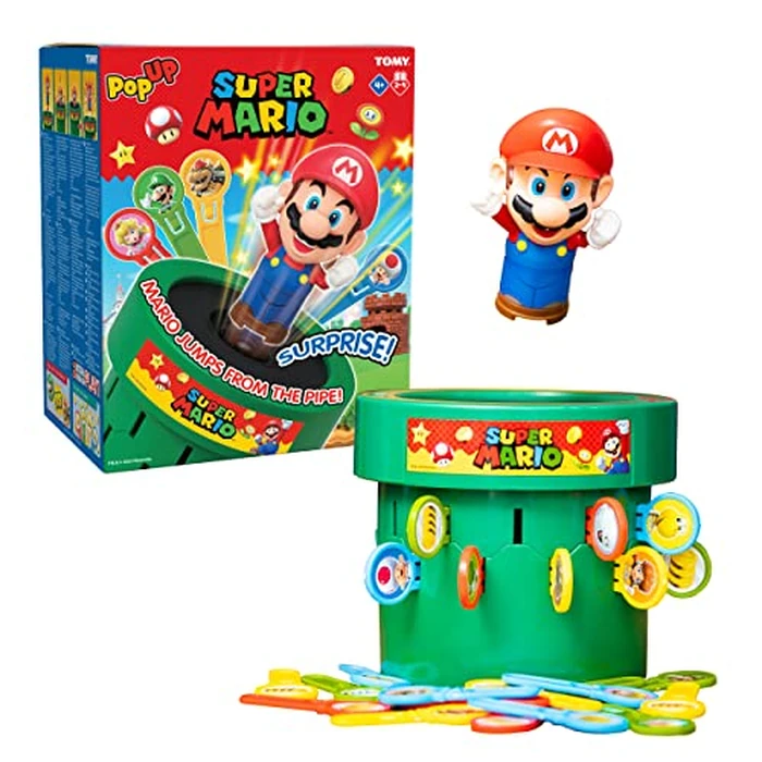 TOMY Pop Up Super Mario Game - Activities for Indoor Recess or Family Game Night - Officially Licensed Super Mario Toys for Kids - 2-4 Players - Ages 4 Years and Up by TOMY - Used - Very Good condition - US$15.89