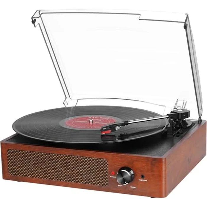 Vinyl Player Bluetooth Turntable Vinyl Record Player with Speakers Turntables for Vinyl Records 3 Speed Belt Driven Vintage Record Player Vinyl Turntable for Entertainment AUX in RCA Out by Mersoco - Used - Acceptable condition