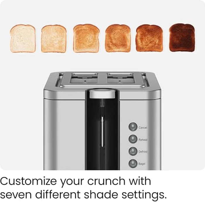 Chefman 2-Slice Pop-Up Stainless Steel Toaster w/ 7 Shade Settings, Extra Wide Slots for Toasting Bagels, Defrost/Reheat/Cancel Functions, Removable Crumb Tray, 850W, 120V, Silver by Chefman - Image 3