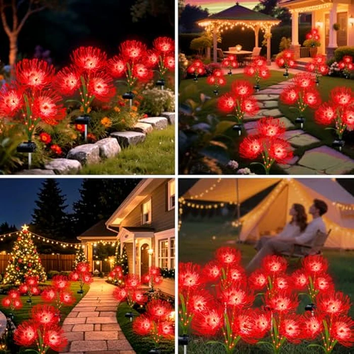 Solar Garden Flower Lights Outdoor, 8 Pack Red Spider Lily with Glowing Stems, Waterproof LED Yard Lawn Pathway Decor, Elegant Patio Garden Decoration, for Mom, Grandma, Women by yulloyello - Image 7