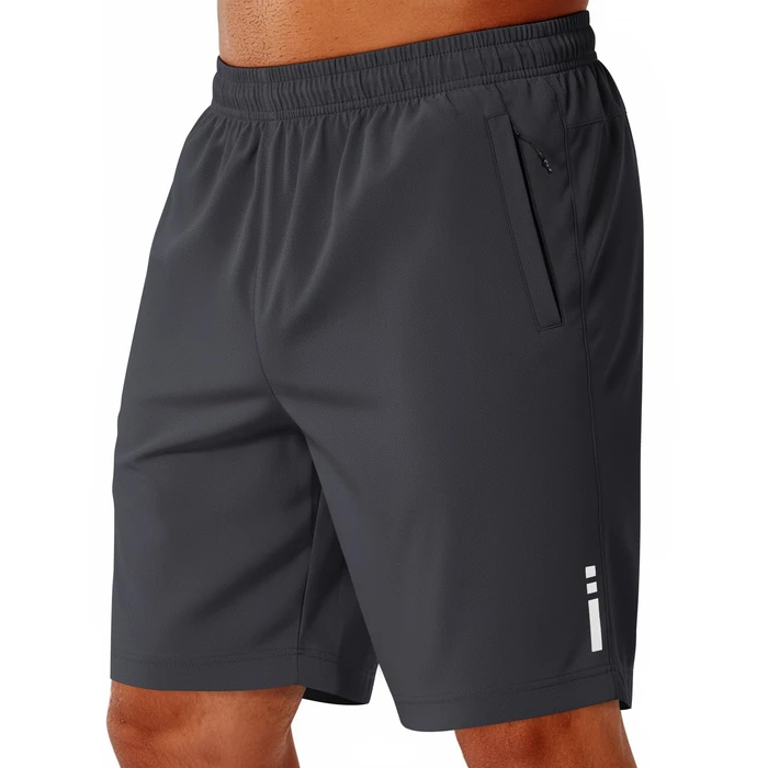 COOFANDY Men's Running Shorts with Zipper Pockets Adjustable Elastic Waistband Quick Dry Activewear S-3XL (Dark Grey, Small) by COOFANDY - Used - Like New condition - US$13.87