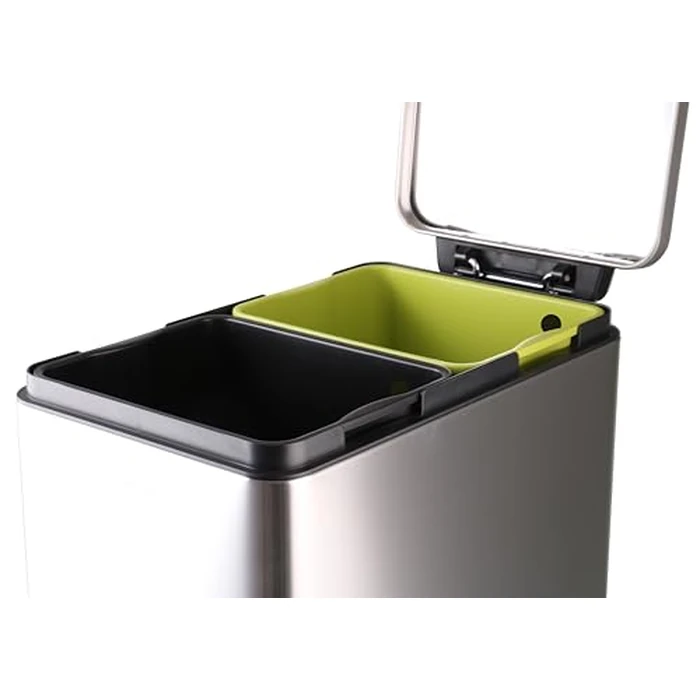 Step N’ Sort Slim Dual Recycling Bin 43L (2 x 21.5L) - Soft Close Kitchen Trash Can - Space Saving Stainless Steel - Removable Buckets by Step N' Sort - Used - Acceptable condition