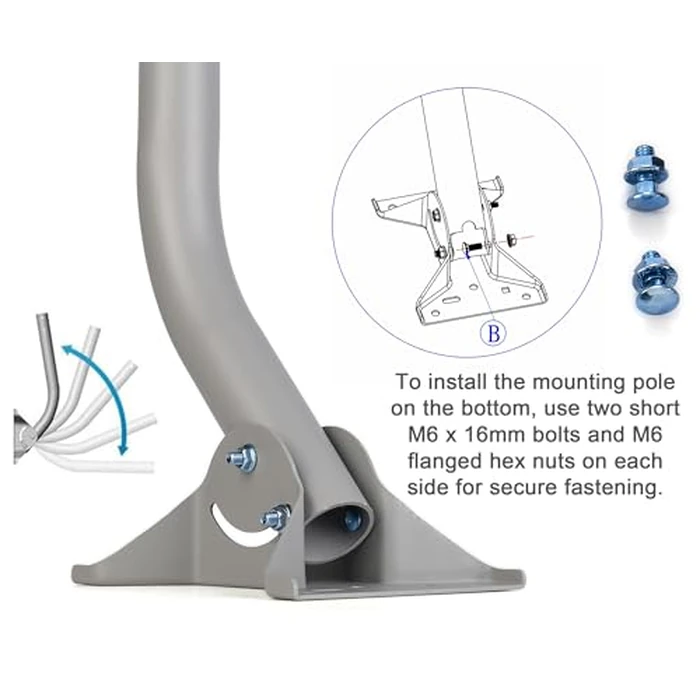 Heavy Duty Universal Adjustable Antenna Mount Pole(OD 1 11/16", Length 17 1/4"), Pole Mounting Bracket for Wall Eave Roof, Compatible with Antenna, Weather Station and WiFi Extender, with U-Bolt Kit by imbesel - Image 4
