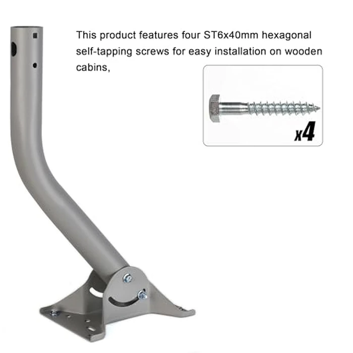 Heavy Duty Universal Adjustable Antenna Mount Pole(OD 1 11/16", Length 17 1/4"), Pole Mounting Bracket for Wall Eave Roof, Compatible with Antenna, Weather Station and WiFi Extender, with U-Bolt Kit by imbesel - Image 5