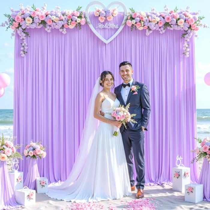 10x10 Lavender Backdrop Curtain for Parties Wedding Wrinkle Free Light Purple Photo Curtains Backdrop Drapes Fabric Decoration for Baby Shower Photoshoot 5ft x 10ft,2 Panels by Tao-Ge - Image 1