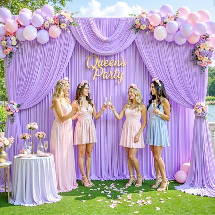 10x10 Lavender Backdrop Curtain for Parties Wedding Wrinkle Free Light Purple Photo Curtains Backdrop Drapes Fabric Decoration for Baby Shower Photoshoot 5ft x 10ft,2 Panels by Tao-Ge - Image 2