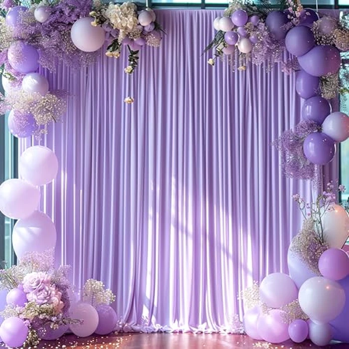 10x10 Lavender Backdrop Curtain for Parties Wedding Wrinkle Free Light Purple Photo Curtains Backdrop Drapes Fabric Decoration for Baby Shower Photoshoot 5ft x 10ft,2 Panels by Tao-Ge - Image 3