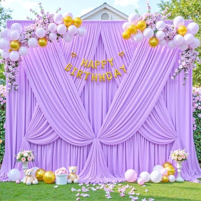 10x10 Lavender Backdrop Curtain for Parties Wedding Wrinkle Free Light Purple Photo Curtains Backdrop Drapes Fabric Decoration for Baby Shower Photoshoot 5ft x 10ft,2 Panels by Tao-Ge - Image 8