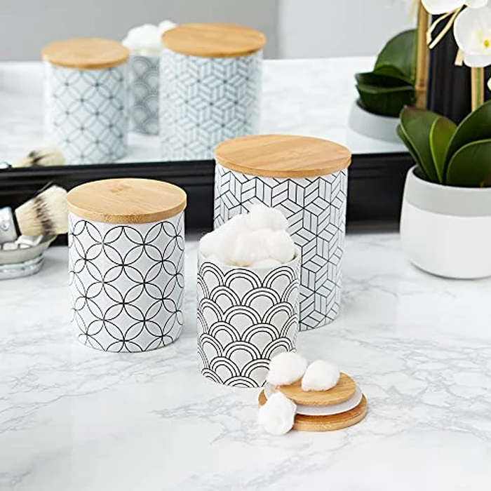 DII Kitchen Ceramics Collection, Canister Set, Mixed Print, White/Black, 3 Piece by DII - Image 4