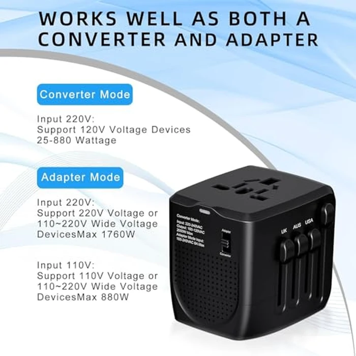 Portable Travel Voltage Converter - 220V to 110V Step Down Power Converter [Portable Device, Zero Installation]- for International Travel (Black) by JOELEW - Image 2