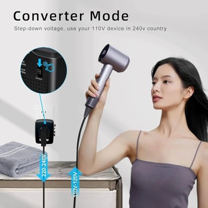 Portable Travel Voltage Converter - 220V to 110V Step Down Power Converter [Portable Device, Zero Installation]- for International Travel (Black) by JOELEW - Image 5