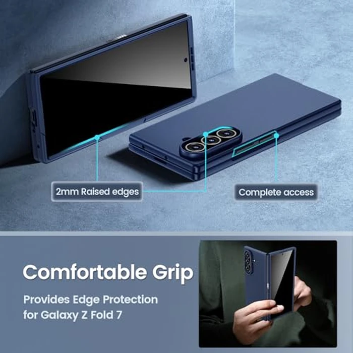 Maxdara for Samsung Z Fold 7 Case, with Privacy Tempered Glass Screen Protector & Support Wireless Charging Protective Phone Cover for Samsung Galaxy Z Fold 7 5G (Blue) by Maxdara - Image 5