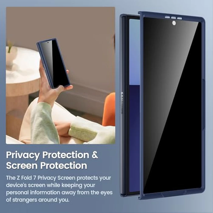 Maxdara for Samsung Z Fold 7 Case, with Privacy Tempered Glass Screen Protector & Support Wireless Charging Protective Phone Cover for Samsung Galaxy Z Fold 7 5G (Blue) by Maxdara - Image 6