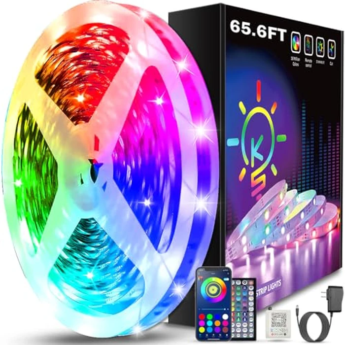 Keepsmile 65.6ft Led Strip Lights (One roll 65.6ft) Bluetooth App Control Led Lights Strip with Remote Music Sync Color Changing RGB Led Lights for Bedroom Room Home Christmas Decor (Lumiere Led 20M) by Keepsmile - Image 1