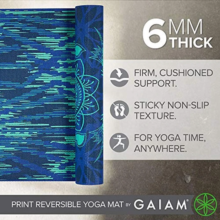 Gaiam Yoga Mat Premium Print Reversible Extra Thick Non Slip Exercise & Fitness Mat for All Types of Yoga, Pilates & Floor Workouts, Divine Impressionist, 68"L x 24"W x 6mm Thick by Gaiam - Image 3