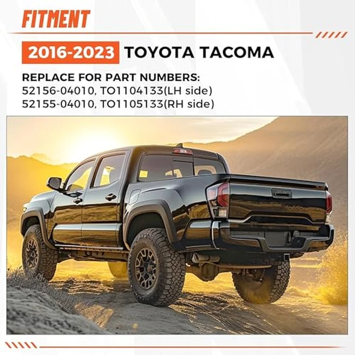 ECOTRIC Rear Bumper End Cap Compatible With 2016-2023 Toyota Tacoma W/O Sensor Hole Replace for TO1105133, TO1104133; 52156-04010, 52155-04010 Corner Cover Driver and Passenger Side Black by ECOTRIC - Image 3