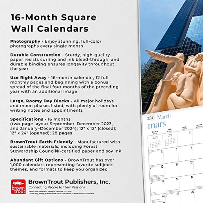 Montreal | 2024 12 x 24 Inch Monthly Square Wall Calendar | English/French Bilingual | Wyman Publishing | Canadian Regional Travel by BrownTrout - Image 3