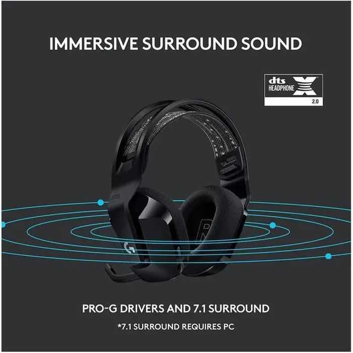 Logitech G733 Lightspeed Wireless Gaming Headset with Suspension Headband, Lightsync RGB, Blue VO!CE mic technology and PRO-G audio drivers - Black by Logitech - Image 3