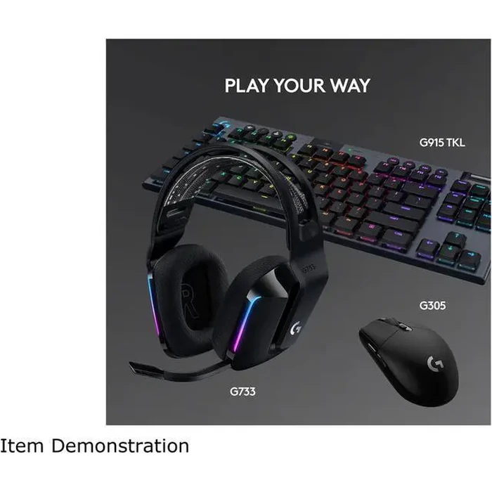 Logitech G733 Lightspeed Wireless Gaming Headset with Suspension Headband, Lightsync RGB, Blue VO!CE mic technology and PRO-G audio drivers - Black by Logitech - Image 10