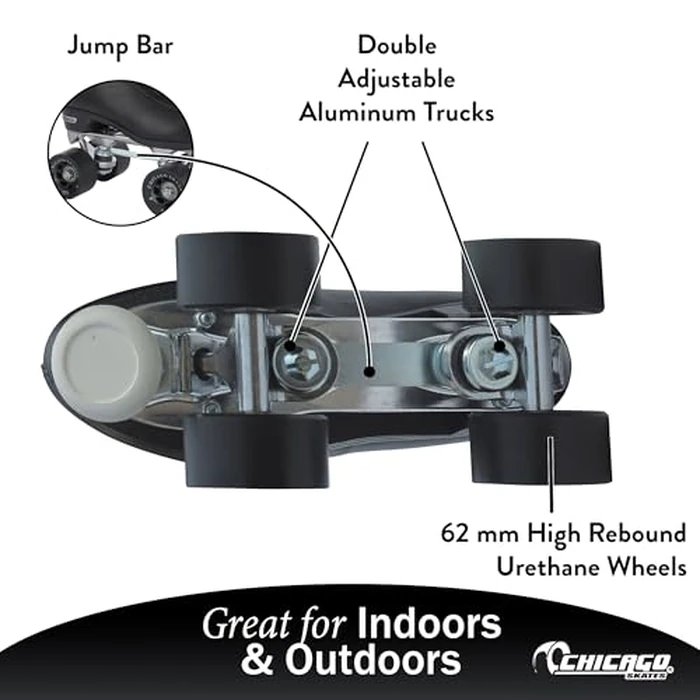 Chicago Quad Roller Skates for Women & Men - Durable, Top Performance Indoor/Outdoor Use or Roller Derby - Classic Deluxe Leather High-Top Boots with 60mm Urethane Wheels & Semi-Precision Bearings by Chicago Skates - Image 3
