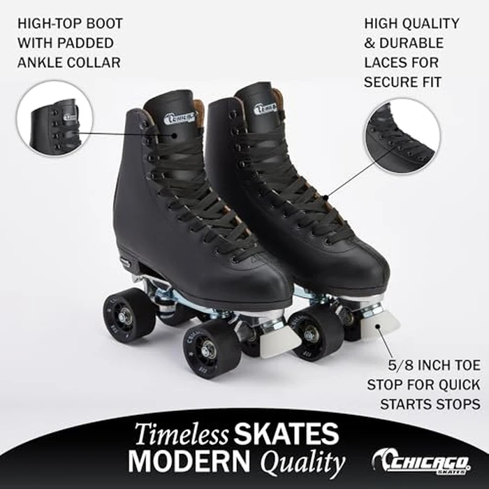 Chicago Quad Roller Skates for Women & Men - Durable, Top Performance Indoor/Outdoor Use or Roller Derby - Classic Deluxe Leather High-Top Boots with 60mm Urethane Wheels & Semi-Precision Bearings by Chicago Skates - Image 4