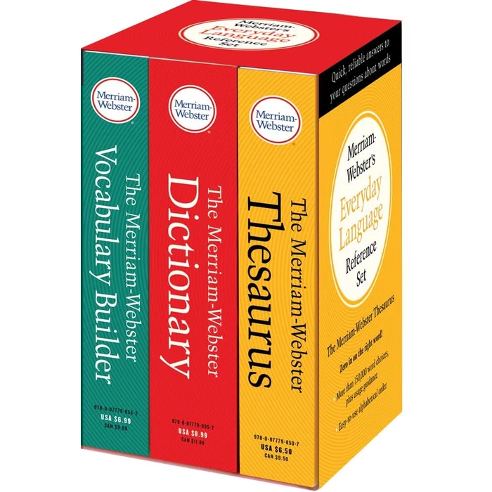 Merriam-Webster’s Everyday Language Reference Set: Includes: The Merriam-Webster Dictionary, The Merriam-Webster Thesaurus, and The Merriam-Webster Vocabulary Builder by Merriam-Webster - Used - Good condition - US$12.56