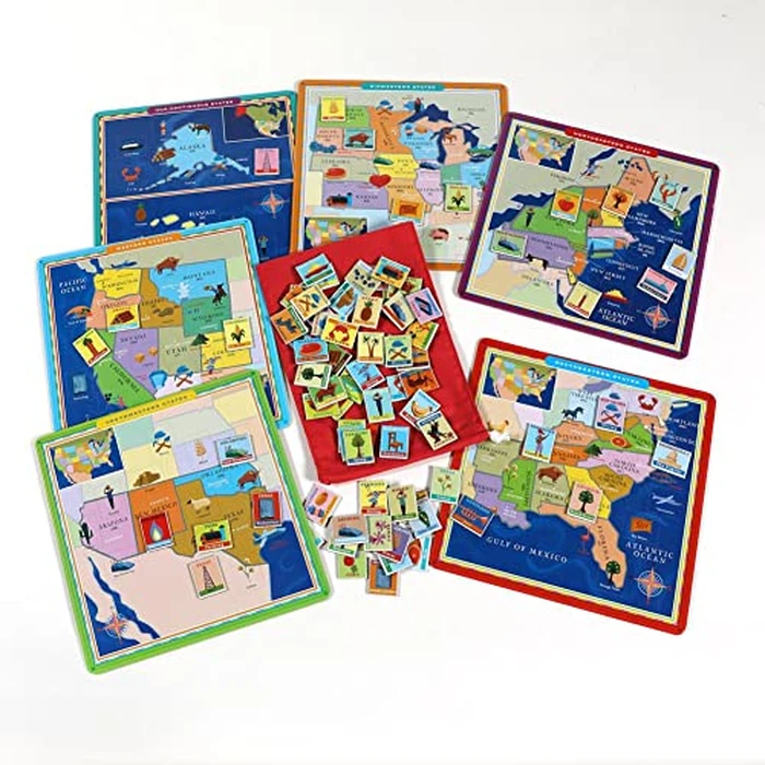 eeBoo: United States Geography Bingo Game, for 2 to 6 Players, Includes 6 Game Cards, 84 Playing Cards, & Drawstring Bag, for Ages 5 and up by eeBoo - Image 4
