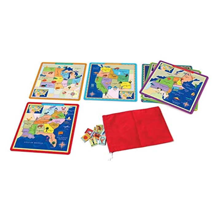 eeBoo: United States Geography Bingo Game, for 2 to 6 Players, Includes 6 Game Cards, 84 Playing Cards, & Drawstring Bag, for Ages 5 and up by eeBoo - Image 5
