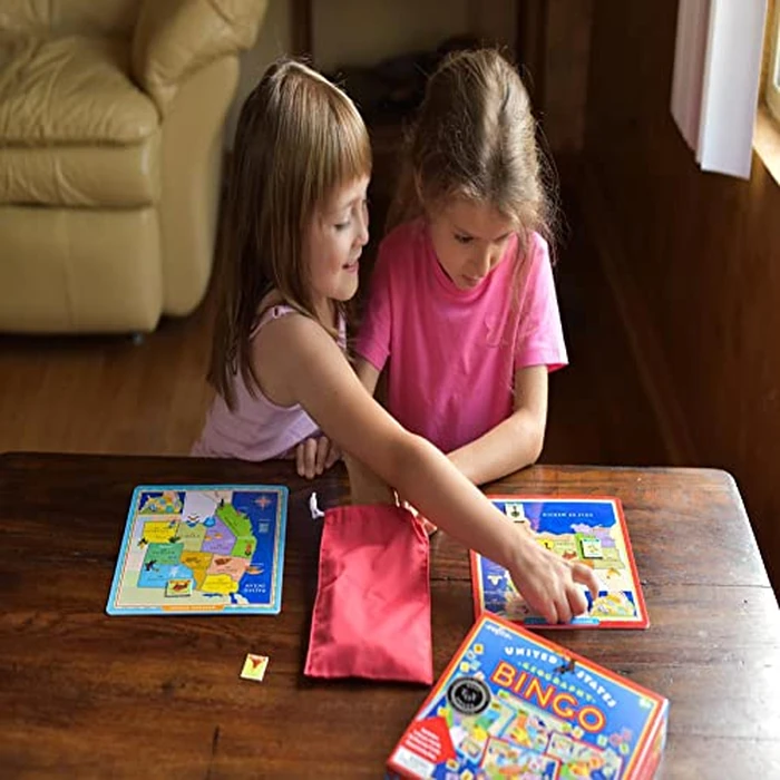 eeBoo: United States Geography Bingo Game, for 2 to 6 Players, Includes 6 Game Cards, 84 Playing Cards, & Drawstring Bag, for Ages 5 and up by eeBoo - Image 9