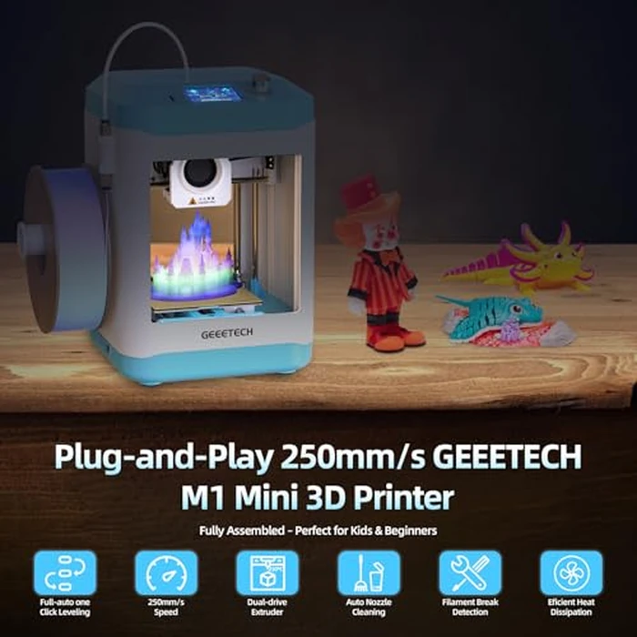 Geeetech 3D Printer for Kids & Beginners, High-Speed Mini 3D Printer, Auto-Leveling, Fully Open Source Pre-Assembled STEM Learning Tool, 3.94x4.33x3.94in Print Size for Home/School by Geeetech - Image 2