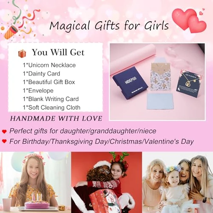 Hidepoo Unicorn Necklace - CZ Heart Pendant Initial Necklaces Unicorns Jewelry Birthday Gifts P Letter Heart Unicorn Necklace Gift by Hidepoo - Image 8