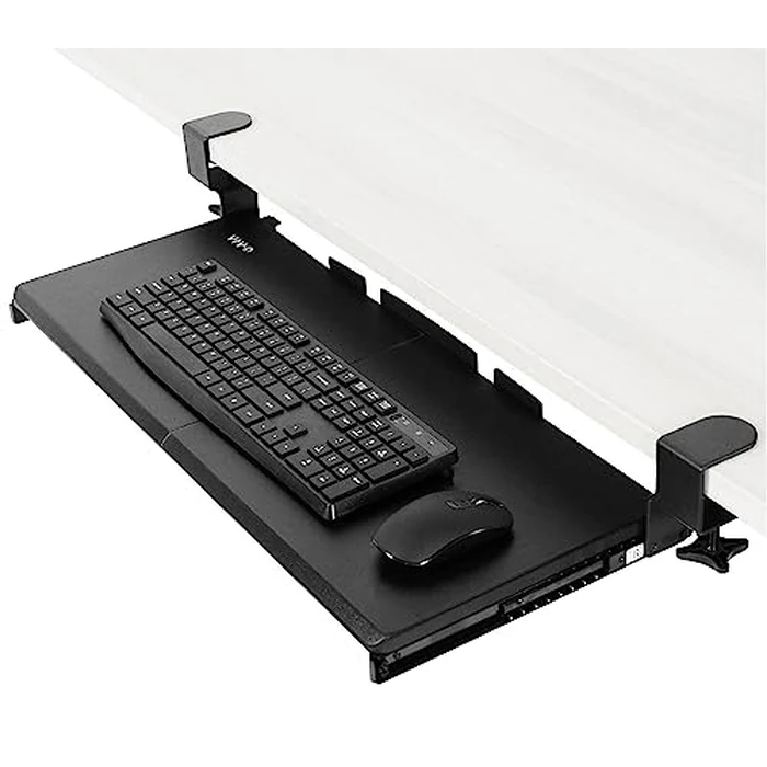 VIVO Large Keyboard Tray Under Desk Pull Out with Extra Sturdy C Clamp Mount System, 27 (33 Including Clamps) x 11 Inch Slide-Out Platform Computer Drawer for Typing, Black, MOUNT-KB05E by VIVO - Image 1