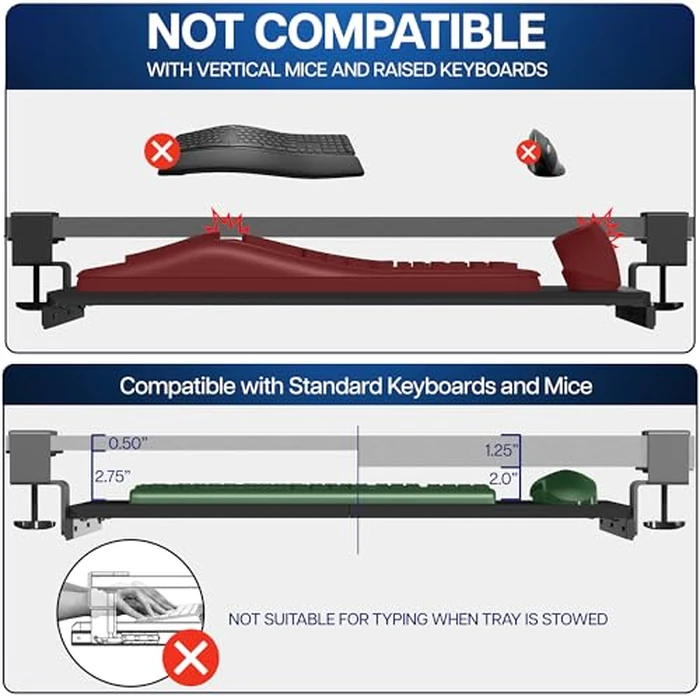 VIVO Large Keyboard Tray Under Desk Pull Out with Extra Sturdy C Clamp Mount System, 27 (33 Including Clamps) x 11 Inch Slide-Out Platform Computer Drawer for Typing, Black, MOUNT-KB05E by VIVO - Image 6