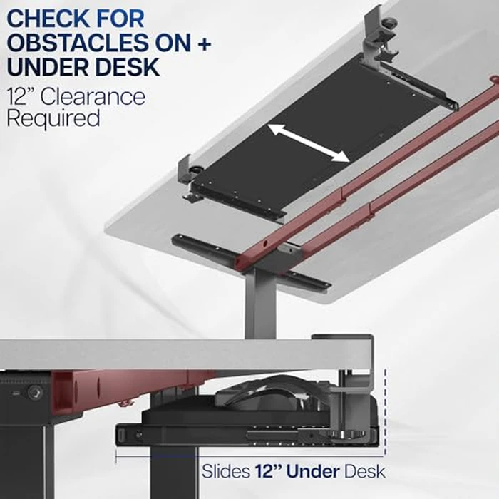 VIVO Large Keyboard Tray Under Desk Pull Out with Extra Sturdy C Clamp Mount System, 27 (33 Including Clamps) x 11 Inch Slide-Out Platform Computer Drawer for Typing, Black, MOUNT-KB05E by VIVO - Image 8