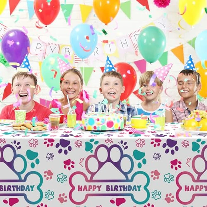 Newwiee 3 Pcs Paw Print Tablecloth Plastic Disposable Colorful Table Cover Puppy Dog Table Cloth Paw Print Party Supplies for Dog Pet Themed Party Decorations Supplies Favors, 51 x 108'' (Pink Series) by Newwiee - Image 5