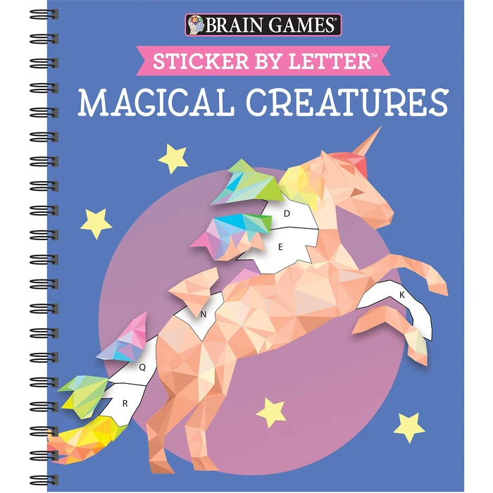 Brain Games - Sticker by Letter: Magical Creatures (Sticker Puzzles - Kids Activity Book) by Publications International, Ltd. - Used - Acceptable condition - US$5.34