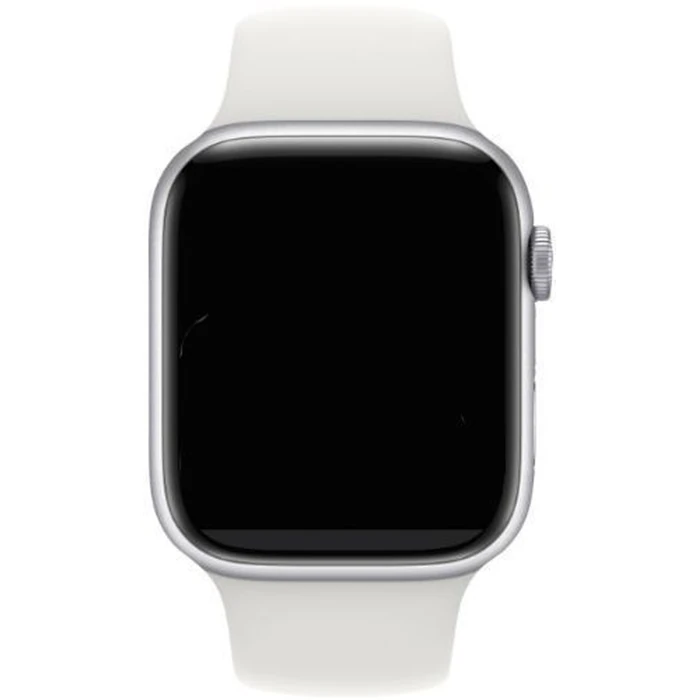 Apple Watch Series 7 (Cellular + GPS) - 32GB - 45mm - Silver Stainless Steel Case with White Rubber Sport Band by Apple - Refurbished - Acceptable condition