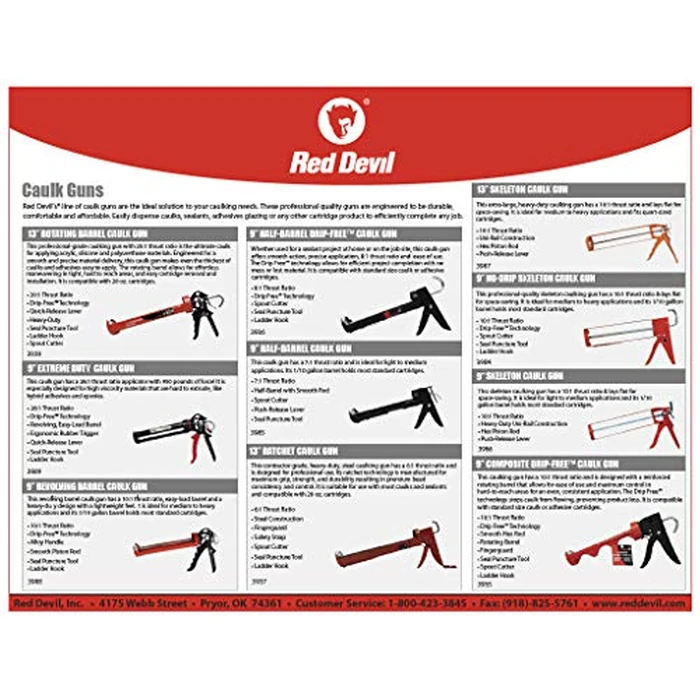 Red Devil 3989 9" Extreme Duty Caulk Gun - Hand Caulking Gun - Thrust Ratio 26:1,Black by Red Devil - Image 2