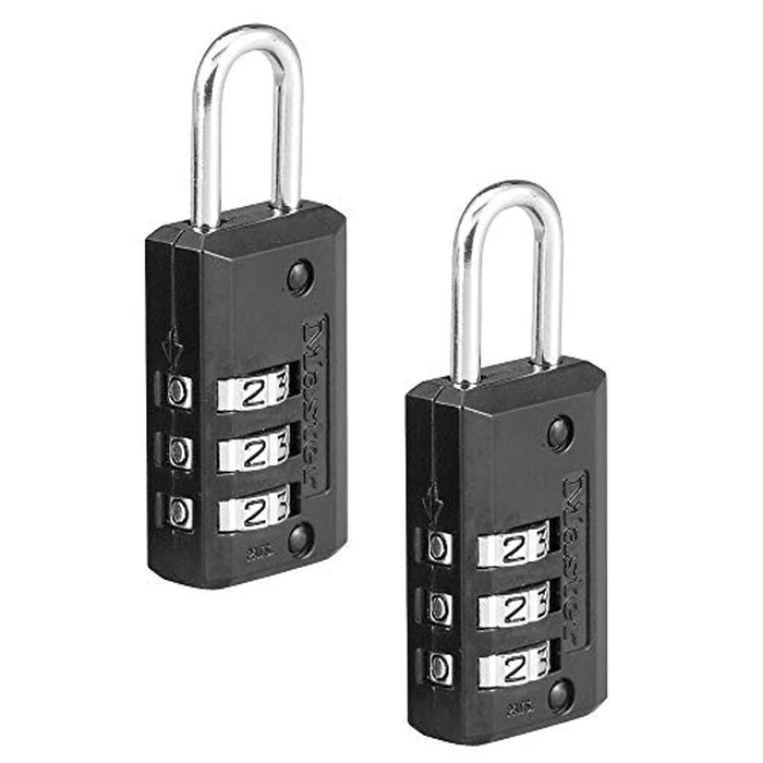 Master Lock Black Set Your Own Combination Luggage Lock, Custom Combo Suitcase Padlock for Travel Bags or Backpacks, 2 Pack, 646T by Master Lock - Used - Very Good condition - US$8.45