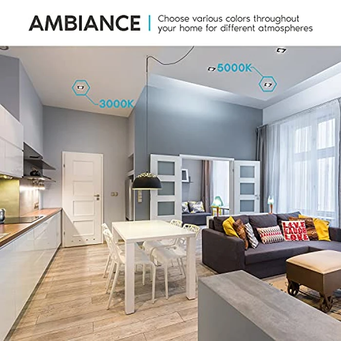 LUXRITE 3 Inch Square Ultra Thin LED Recessed Light with J-Box, 8W, 5 Color Options 2700K | 3000K | 3500K | 4000K | 5000K, Dimmable Wafer Light, 540 Lumens, Black Trim, Energy Star, IC Rated (4 Pack) by LUXRITE - Image 4