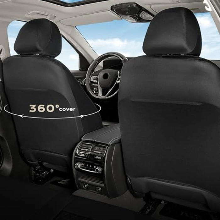 Coverado Seat Covers Full Set, 5 Seat Black Car Seat Covers, Leather Car Seat Protectors, Automotive Front and Back Seat Covers, Waterproof Car Seat Cushions Universal Fit for Most Sedan, SUV, Truck by Coverado - Image 5
