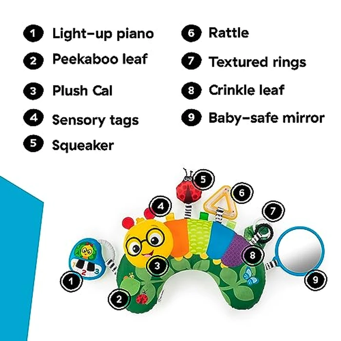 Baby Einstein Cal-a-Pillow Tummy Time Pillow, Multisensory Activity Toys, Sitting Up Play, Cal the Caterpillar, Ages 0+ Months by Baby Einstein - Image 3