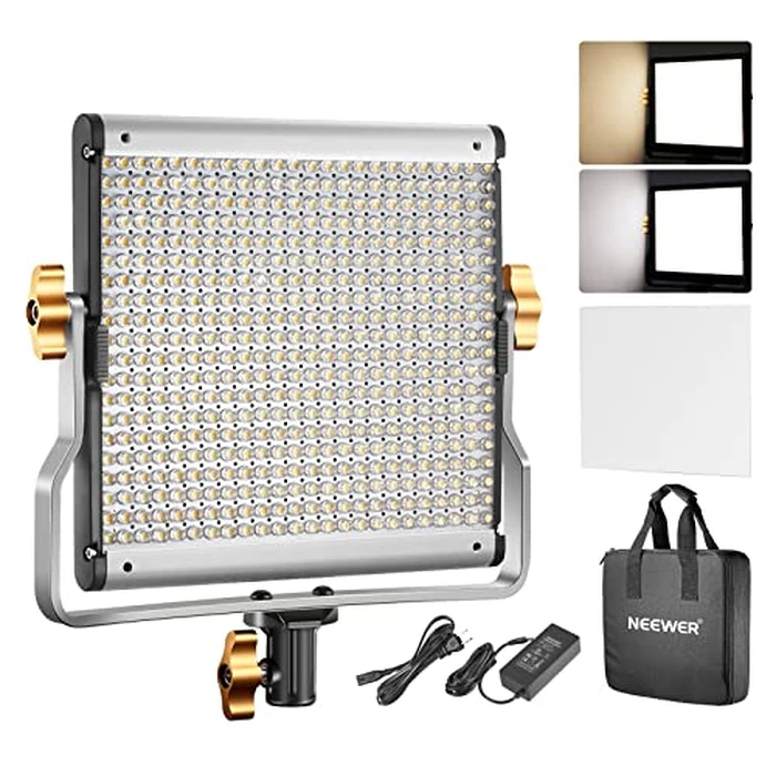Neewer Dimmable Bi-Color LED with U Bracket Professional Video Light for Studio, YouTube Outdoor Video Photography Lighting Kit, Durable Metal Frame, 480 LED Beads, 3200-5600K, CRI 96+ by NEEWER - Used - Acceptable condition - US$47.00