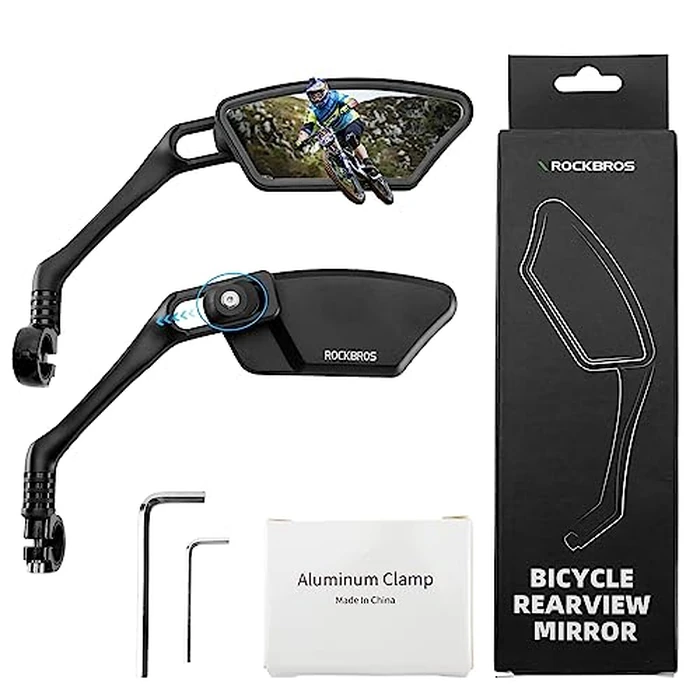 ROCKBROS Bike Mirrors for Handlebars HD Blast-Resistant Bicycle Mirror for Ebike 360 Degree Adjustable Bike Rear View Mirror Easy to Install Left and Right by ROCKBROS - Used - Like New condition - US$26.04