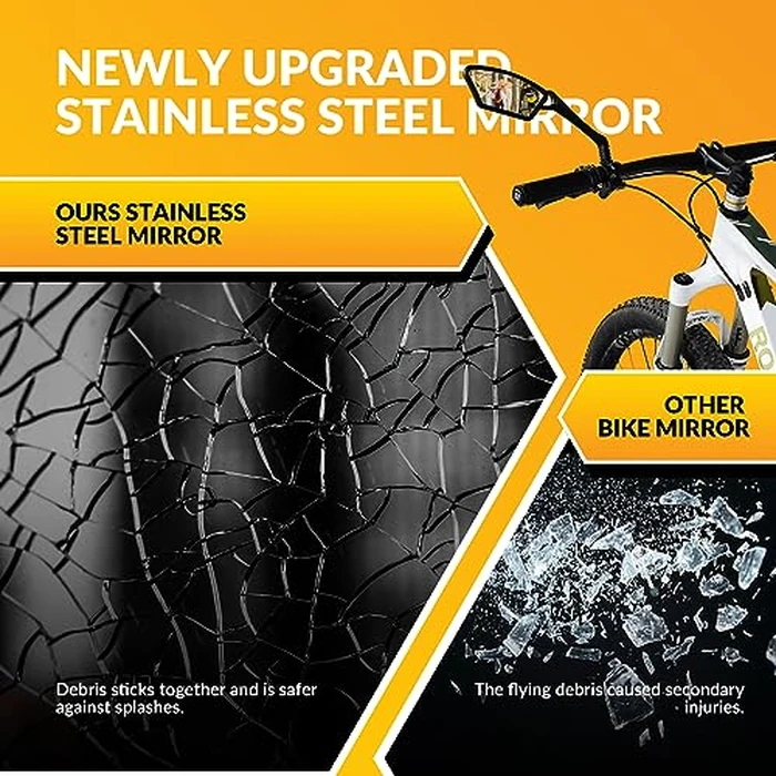 ROCKBROS Bike Mirrors for Handlebars HD Blast-Resistant Bicycle Mirror for Ebike 360 Degree Adjustable Bike Rear View Mirror Easy to Install Left and Right by ROCKBROS - Image 4