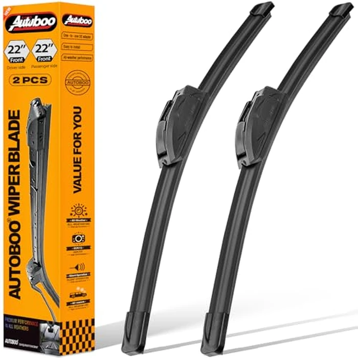 AUTOBOO 22 + 22 Windshield Wipers Replacement for F150 2025 2024 2023-2009,Silverado 1500 2024-2019,Sierra 1500 2024-2019,RAM 1500 2018-2011 Original Factory Quality J/U Hook by AUTOBOO - Image 1
