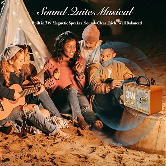 PRUNUS J-110 Radio Portable AM FM, for Mom,Transistor Radio Plug in Wall AC Power & Battery Powered & Rechargeable for Emergency,Vintage Radio with Bluetooth, Gift for Mom by PRUNUS - Image 5