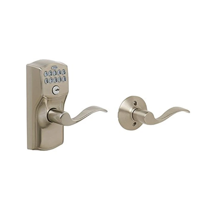 Schlage Camelot Keypad Lock with Lever Handle, Electronic Keyless Door Entry, Auto‑Lock Enabled, Satin Nickel, FE575 CAM 619 ACC by SCHLAGE - Image 3