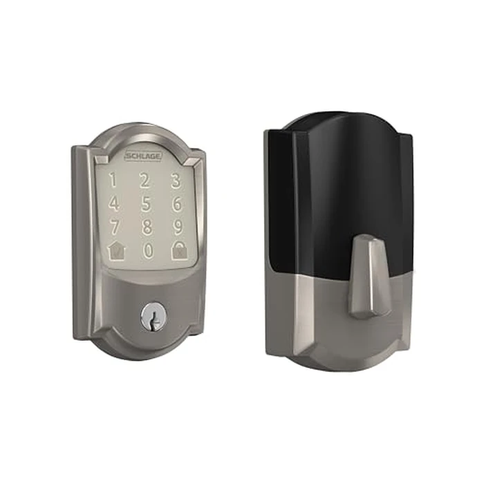 Schlage Encode Smart Wi-Fi Deadbolt Lock with Touchscreen Keypad, Keyless Front Door Entry, App Control, Alexa, Google Home and Airbnb Compatible, Satin Nickel, BE489WB CAM 619 by SCHLAGE - Image 1